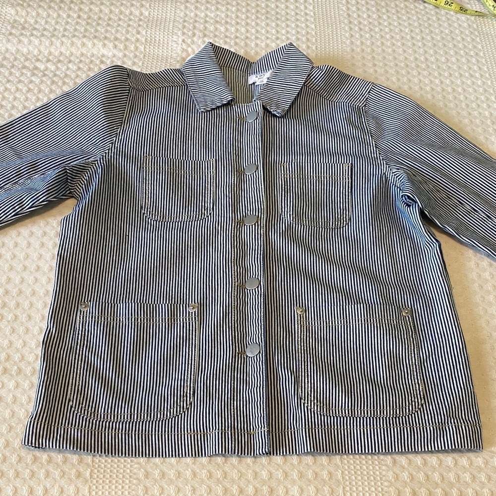 crown & ivy Blue Striped  button up Jean Jacket